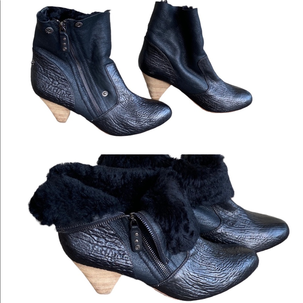 Matt Bernson Black Leather & Fur Boots